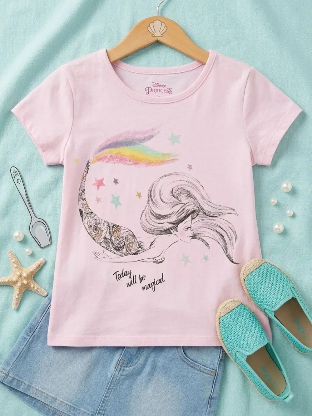 Disney Girls Light Purple Mermaid Graphic Tee